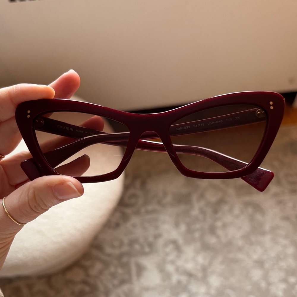 Miu Miu Burgundy Cat-Eye Sunglasses